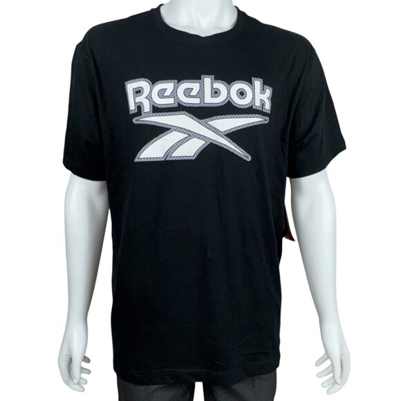 Reebok Goalie Mesh Logo Tee T-Shirt Regular Fit Short Sleeve Mens XXL Black New - Picture 1 of 9